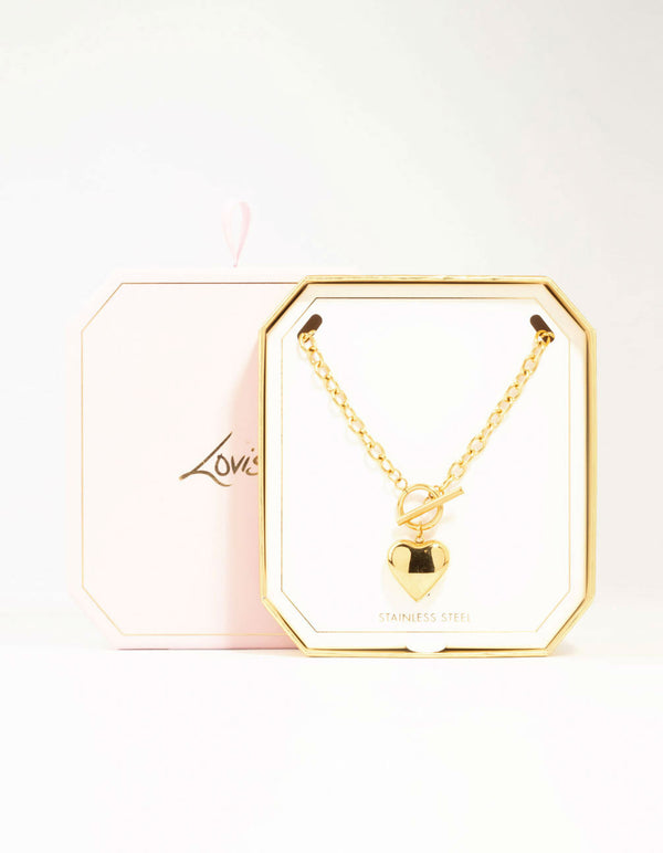 Waterproof Gold Plated Stainless Steel Chubby Heart Necklace
