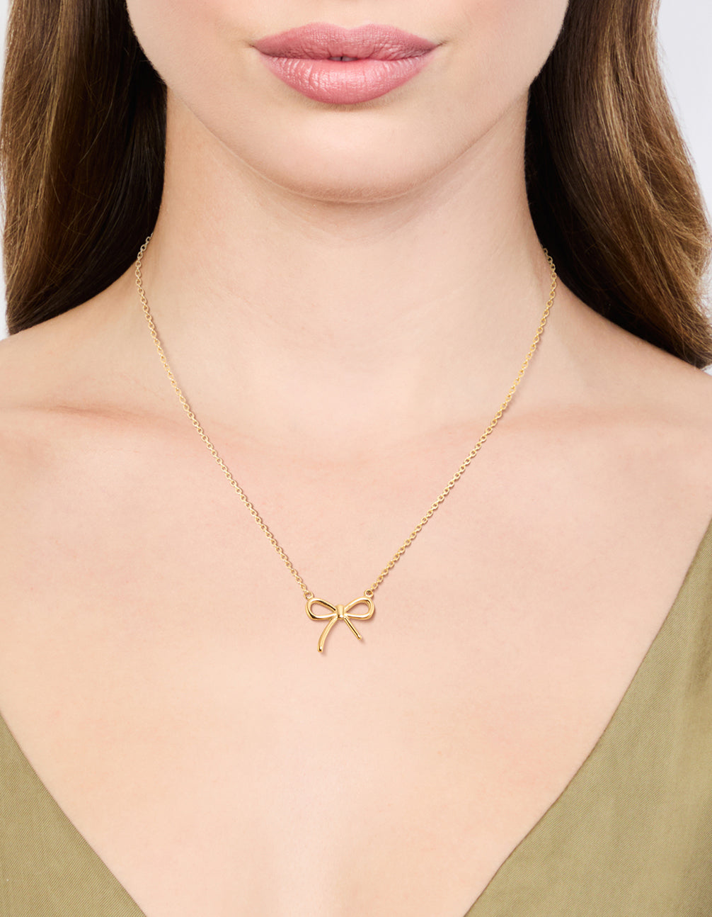 Waterproof Gold Plated Stainless Steel Plain Bow Necklace