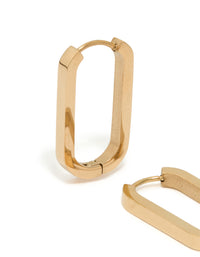 Waterproof Gold Plated Stainless Steel Oblong Hoop Earrings - link has visual effect only
