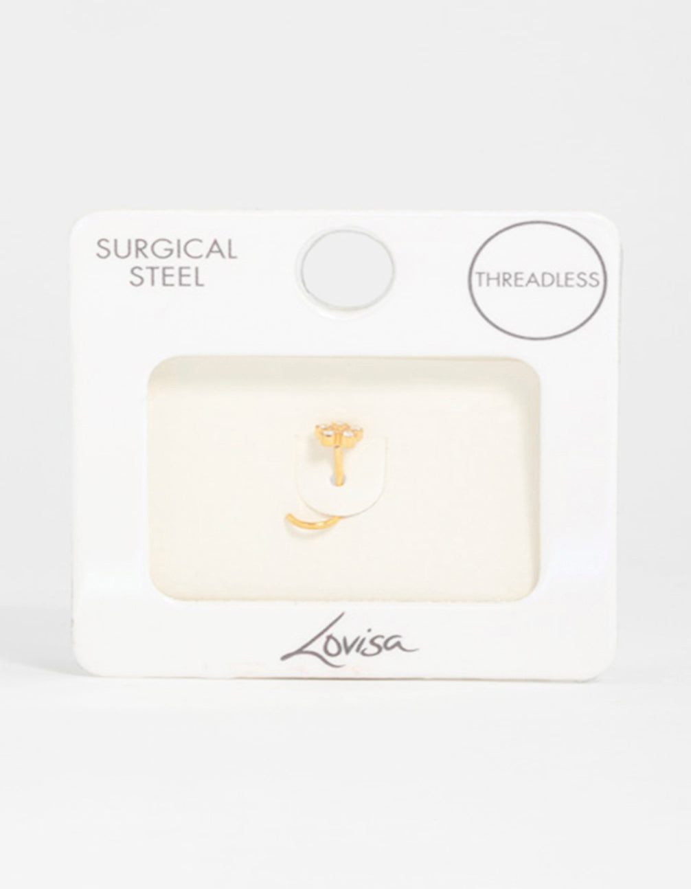 Gold Plated Surgical Steel Cubic Zirconia Flower Threadless Nose Stud