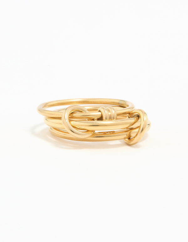 Waterproof Gold Plated Stainless Steel Interlooped Stacking Linked Ring