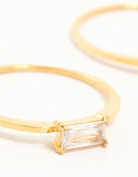 Waterproof Gold Plated Stainless Steel Baguette Cubic Zirconia Rings 2-Pack - link has visual effect only