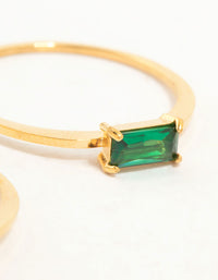 Waterproof Gold Plated Stainless Steel Baguette Cubic Zirconia Rings 2-Pack - link has visual effect only