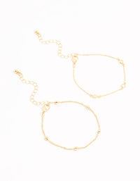 Gold Diamante & Ball Chain Bracelets 2-Pack - link has visual effect only