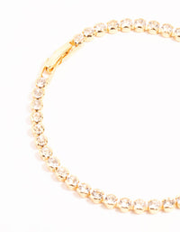 Gold Round Diamante Tennis Bracelet - link has visual effect only