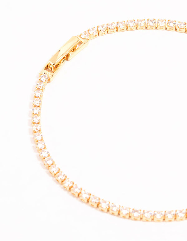 Gold Mini Round Cubic Zirconia Tennis Bracelet