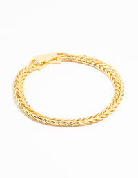 Gold Flat Wide Curb Chain Bracelet - link has visual effect only