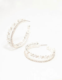 Silver Cubic Zirconia Hoop Earrings - link has visual effect only