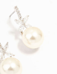 Silver Star Cubic Zirconia & Pearl Drop Earrings - link has visual effect only