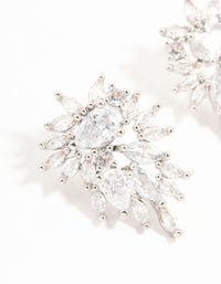 Silver Cubic Zirconia Cluster Drop Earrings - link has visual effect only