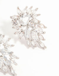 Silver Cubic Zirconia Cluster Drop Earrings - link has visual effect only