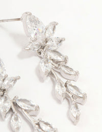 Cubic Zirconia Dainty Leaf Silver Drop Earrings - link has visual effect only