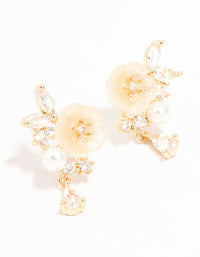 Gold Cubic Zirconia Flower Stud Earrings - link has visual effect only