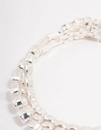 Silver Layered Oval Cubic Zirconia Bracelet - link has visual effect only