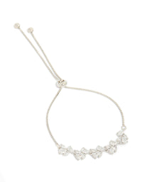 Silver Plated Cubic Zirconia Floral Toggle Bracelet - link has visual effect only