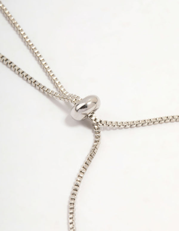 Silver Cupchain Cubic Zirconia Twisted Toggle Bracelet