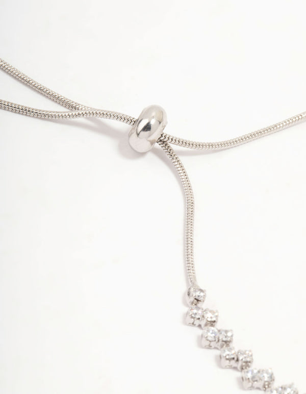 Silver Cubic Zirconia  Tennis Toggle Bracelet