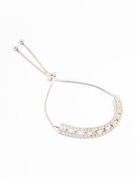 Silver Layered Cupchain Cubic Zirconia Toggle Bracelet - link has visual effect only