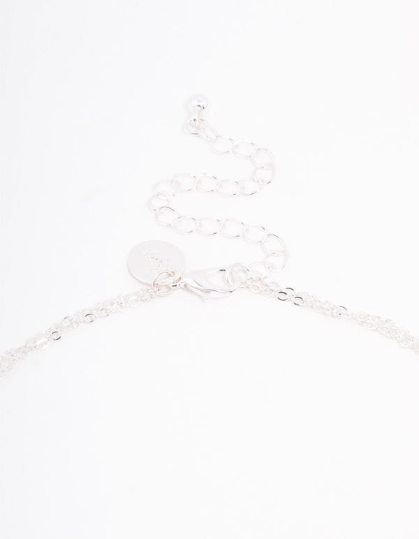 Silver Czech Bohemia Crystal Heart Layered Necklace