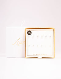 Silver Plated Cubic Zirconia & Ball Stud Earrings 6-Pack - link has visual effect only