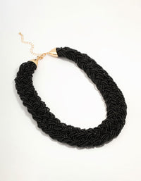 Black Beaded Braided Layered Necklace - link has visual effect only