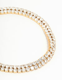 Waterproof Gold Plated Stainless Steel Diamante Layered Tennis Bracelet - link has visual effect only