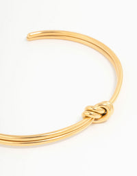 Waterproof Gold Plated Stainless Steel Knotted Wrist Cuff - link has visual effect only