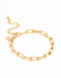 Waterproof Gold Plated Stainless Steel Hardware Chain Bracelet - link has visual effect only