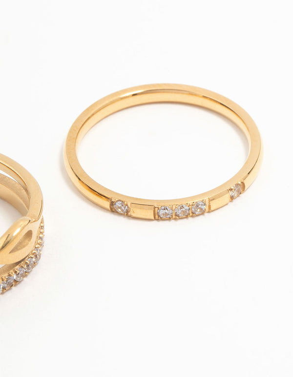 Waterproof Gold Plated Stainless Steel Infinity Rings 2-Pack