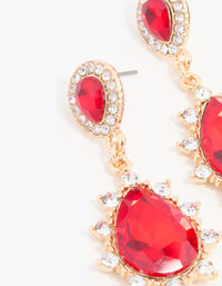 Red Diamante & Pearl Gold Drop Earrings - link has visual effect only