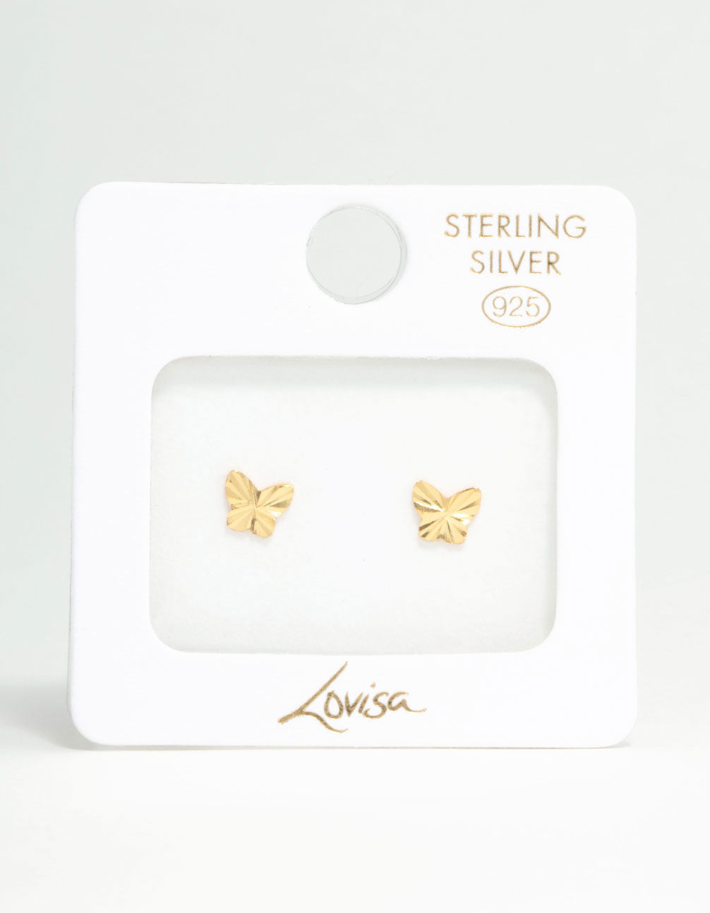 Gold Plated Sterling Silver Butterfly Stud Earrings