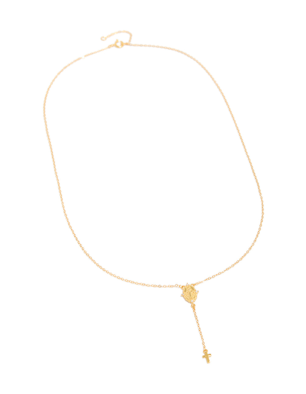 Gold Plated Sterling Silver Rosary Cross Necklace