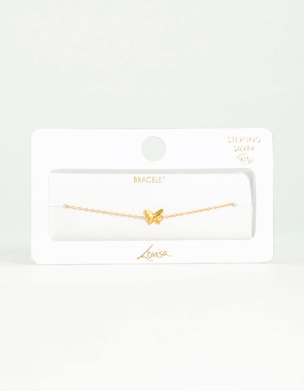 Gold Plated Sterling Silver Butterfly Bracelet