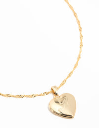 Gold Plated R Heart Locket Necklace - link has visual effect only