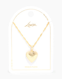 Gold Plated R Heart Locket Necklace - link has visual effect only