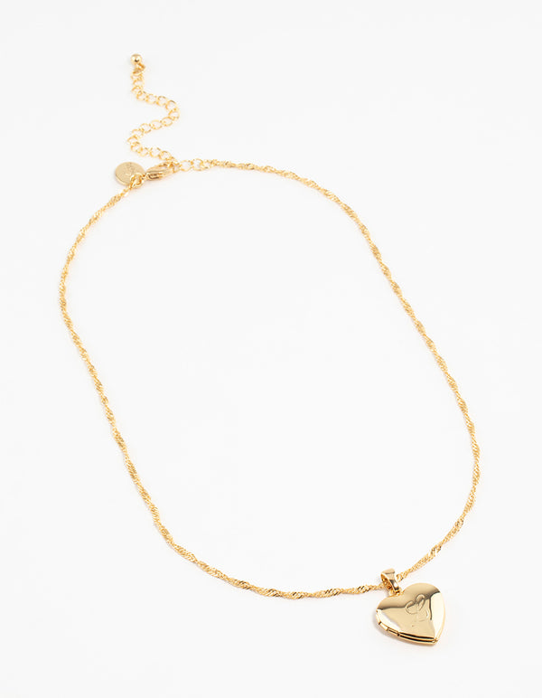Gold Plated Heart Locket Initial L Necklace