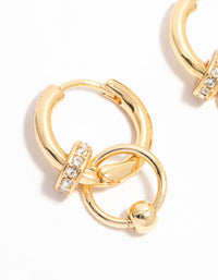 Gold Plated Rondell Rings Huggie Drop Earrings - link has visual effect only