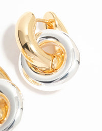 Gold & Silver Plated Double Rondell Huggie Drop Earrings - link has visual effect only