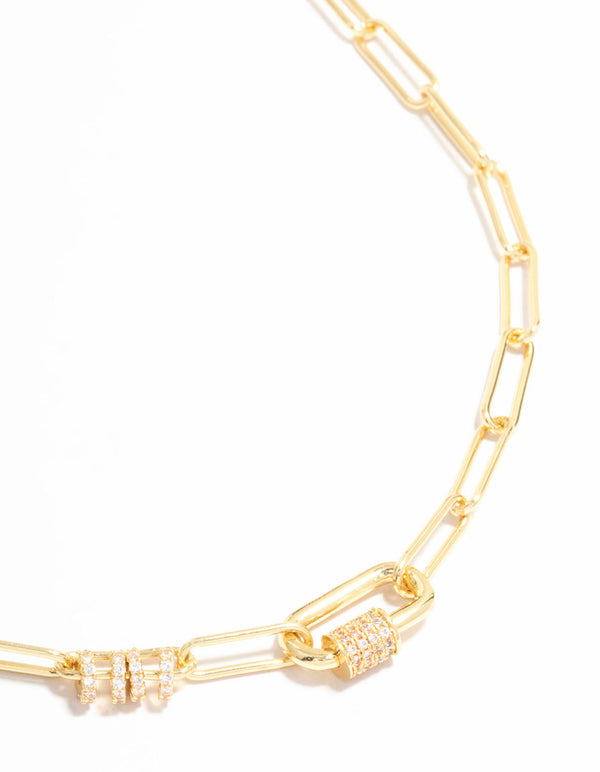 Gold Plated Oval Rondell Link Necklace