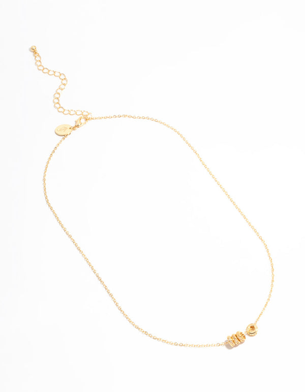 Gold Plated Cubic Zirconia Rondell Pendant Necklace