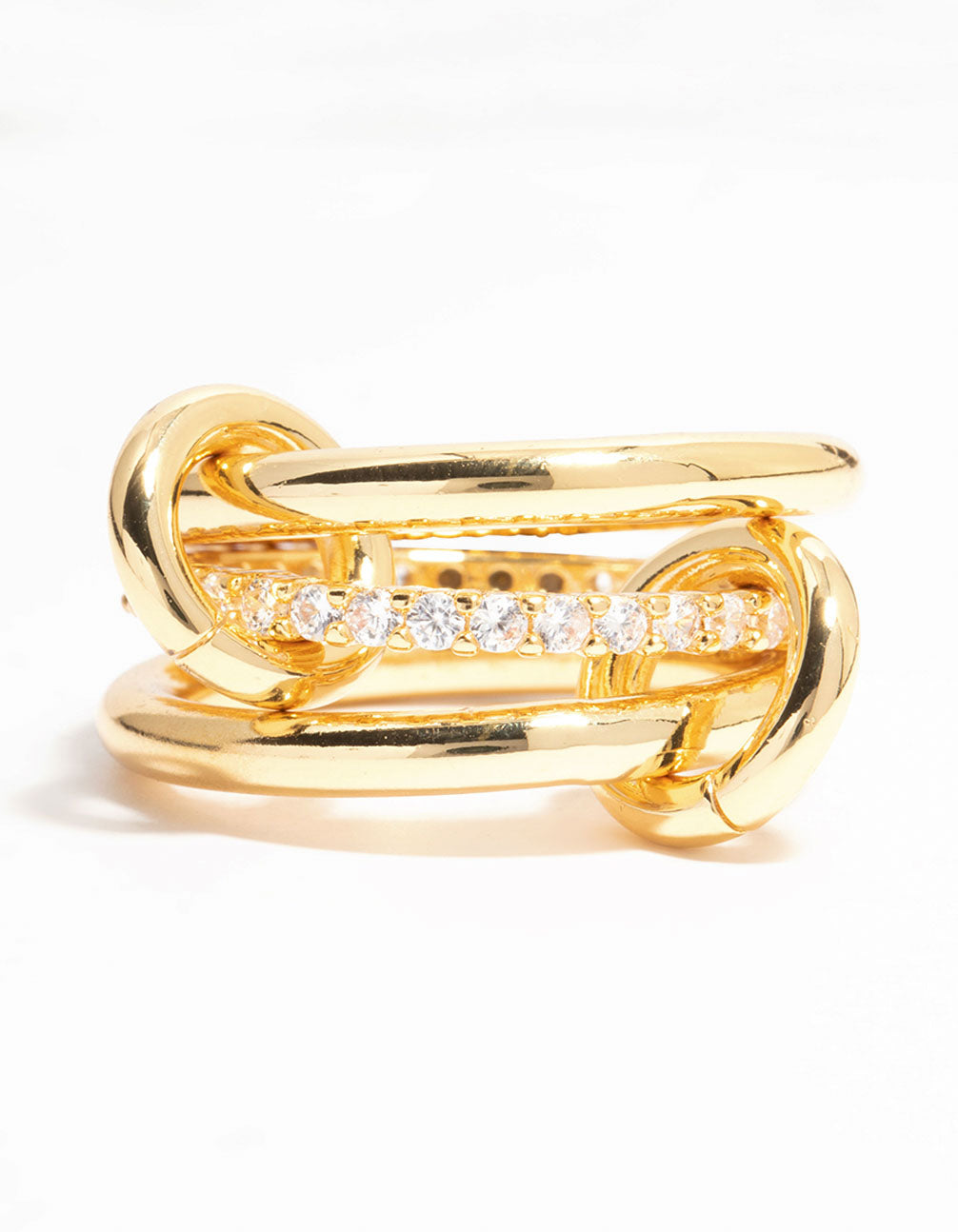 Gold Plated Stacked Ring With Connected Links