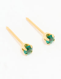 24KT Gold Plated Surgical Stainless Steel 3MM Emerald Cubic Zirconia Piercing Stud - link has visual effect only