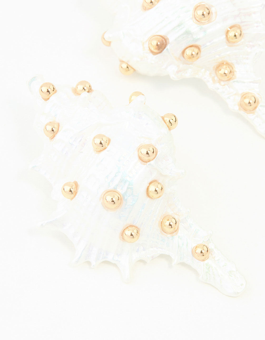 Statement Gold & White Acrylic Shell Earrings