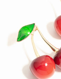 Red Double Cherry Drop Gold Earrings - link has visual effect only