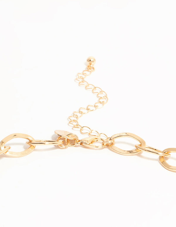 Gold Pearl & Heart Charm Short Necklace