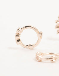 Rose Gold Mixed Diamante Huggie & Hoop Earrings 3-Pack - link has visual effect only