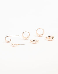 Rose Gold Mixed 4-Pack Hoop Earrings - link has visual effect only