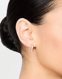 Rose Gold Mini Cubic Zirconia Twist Huggie Earrings - link has visual effect only