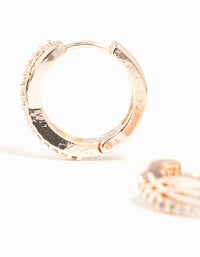 Rose Gold Mini Cubic Zirconia Twist Huggie Earrings - link has visual effect only