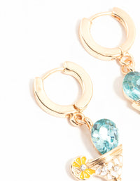 Gold Cocktail Drop Huggie Earrings - link has visual effect only